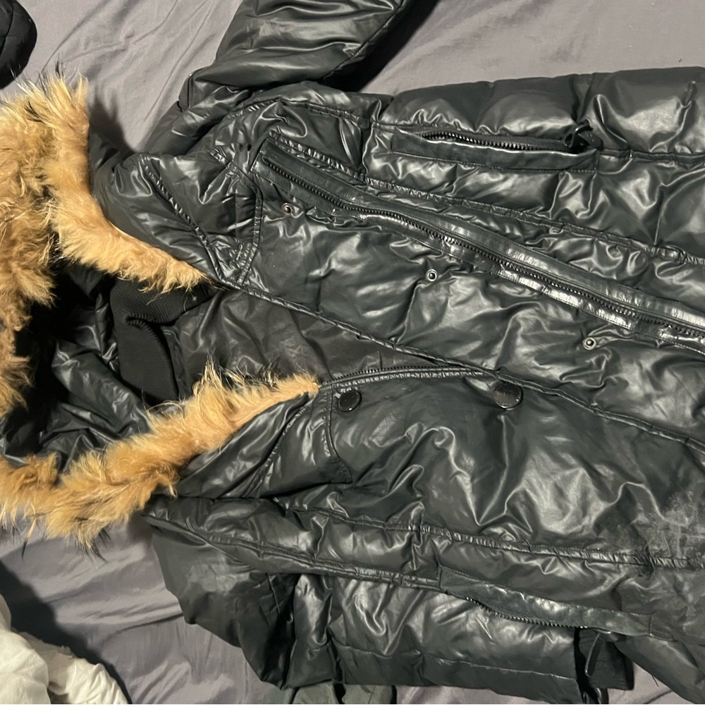 RUDSAK Black Puffer Jacket with Tan Faux Fur